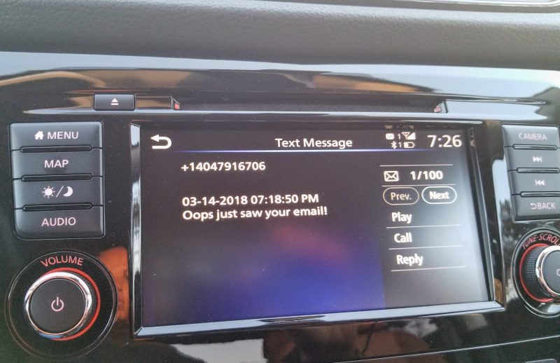 Connect your phone to your car may mean you can have your text messages read to you, like I could in the Nissan Rogue.