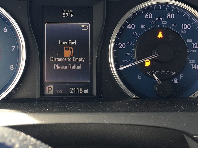 low fuel warning cheap gas