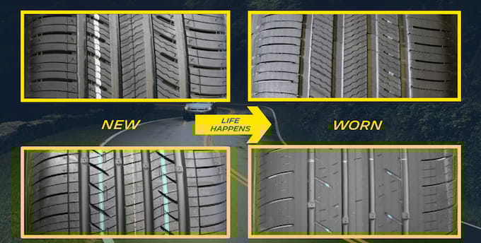What new tread looks like versus worn tires