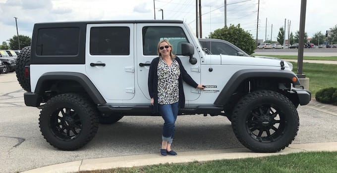 Adeina in her new Jeep, how to how to car