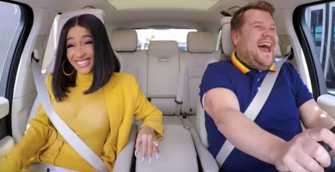 Cardi B James Corden Celebrity car