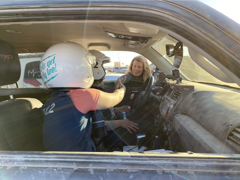 Emily Miller shakes every hand before each start. Photo: Kristin Shaw