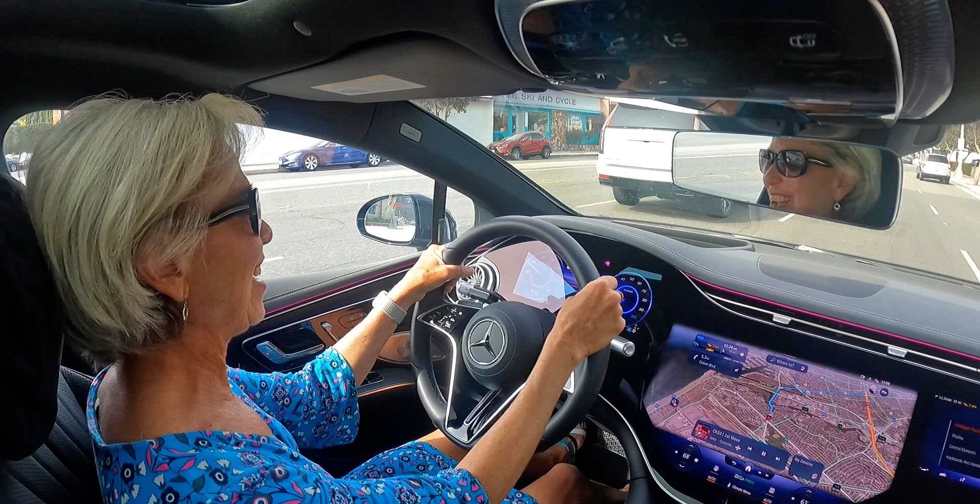 My Happy Place - driving the all-electric Mercedes Benz EQS 450+ . Photo: Ree Bisaccio