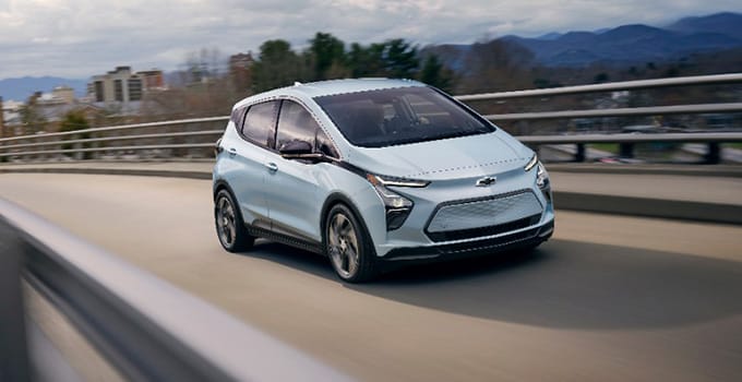 A Girls Guide to Cars | Why the Chevy Bolt May Be the Best Deal on an Electric Car Right Now - 2023 Chevy Bolt EV in Iced Blue Metallic Featured Image
