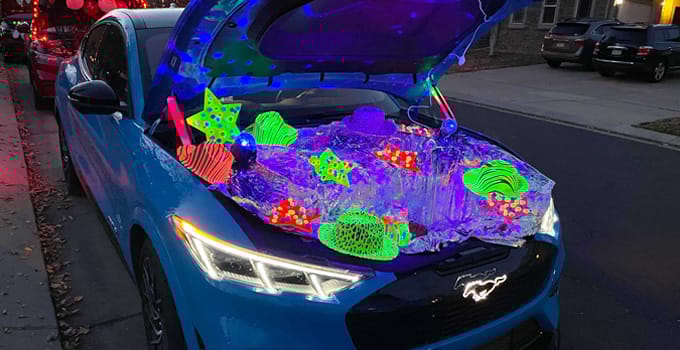 Mustang Mach-E GT Glowing in with UV and Disco lights in the frunk!