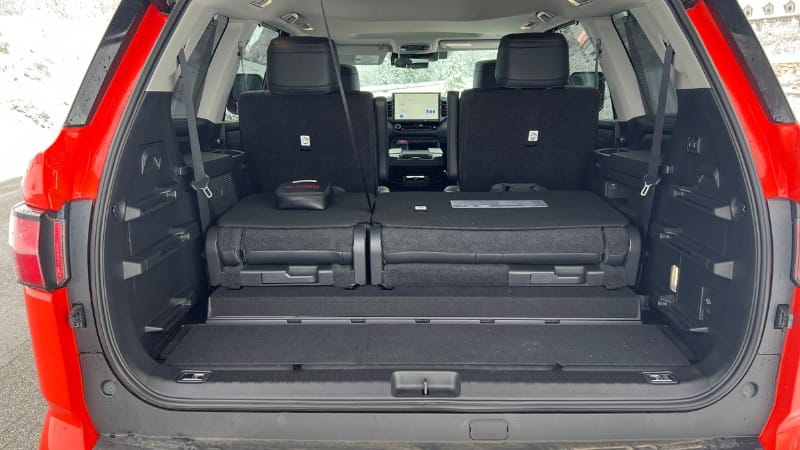 The Third Row Of The Sequoia Doesn_T Fold Down Flat, But Toyota Designed A Removable Cargo Shelf To Help Level Things Out If Needed. Photo: Allison Bell