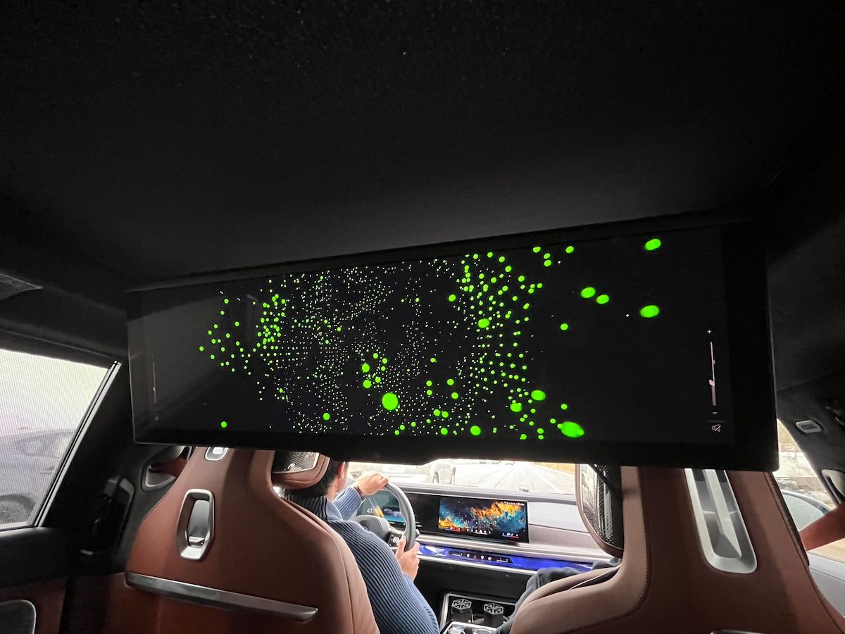 The theater screen in the BMW 7 Series adds to the sensory experience of Atmos