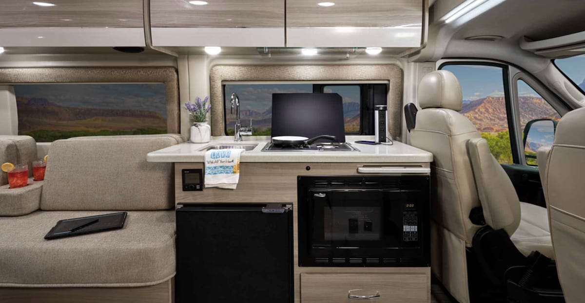 Road Surfer Campervan Kitchen Behind Driver