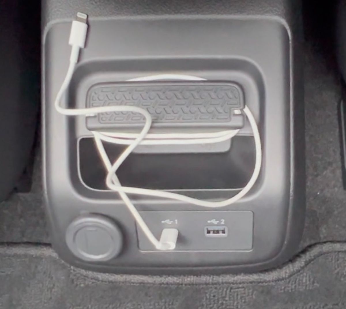 The Front Of The Center Console Has A Place To Tuck A Phone, Plus A Very Thoughtful Cord Organizer