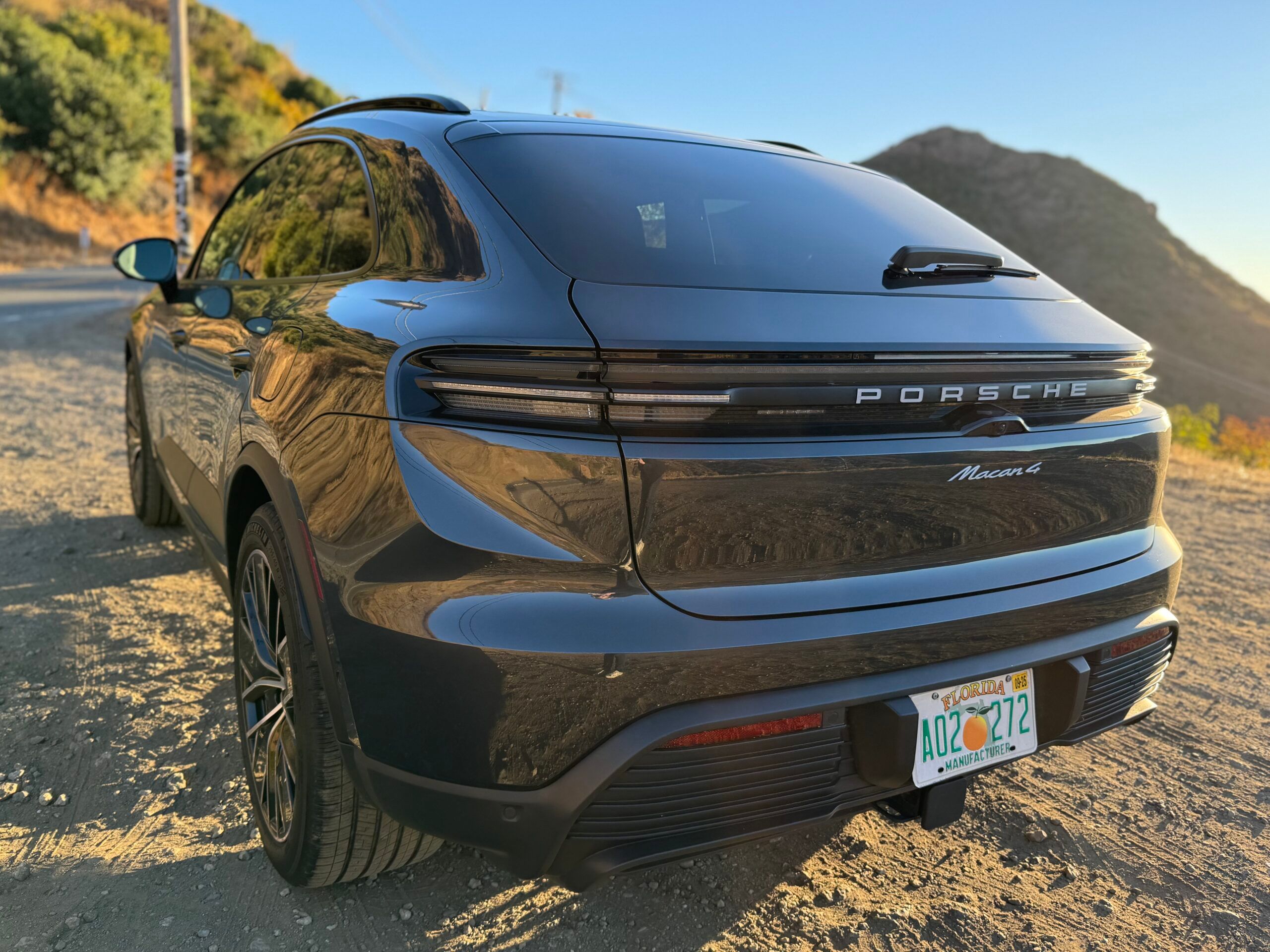 Rear View Porsche Macan Electric