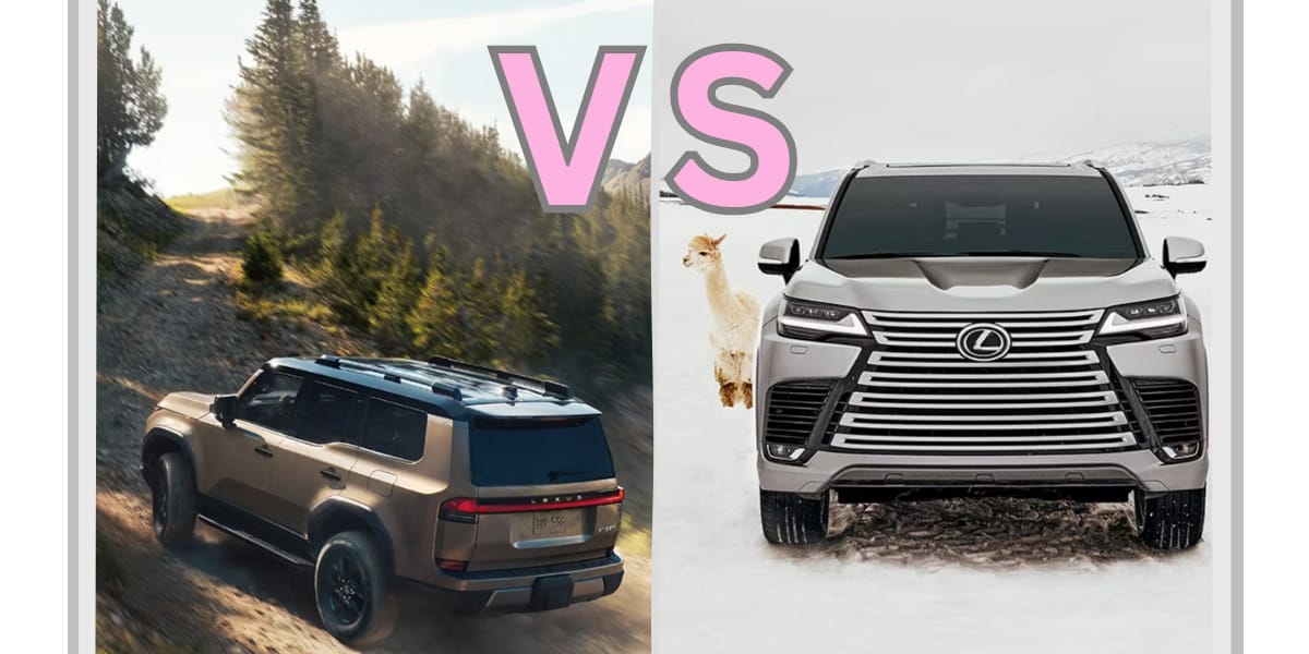 The Lexus GX 550 pictured on the left and a Lexus LX 600 on the right