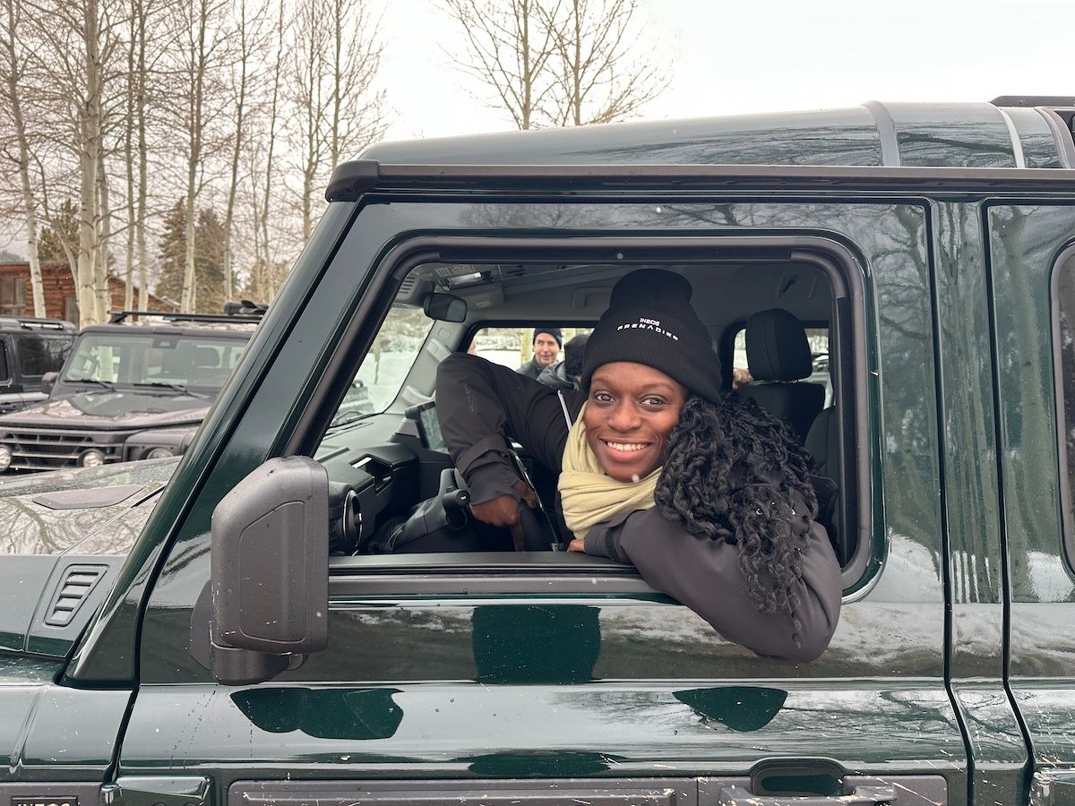 Teia Collier behind the wheel of the Ineos Grenadier