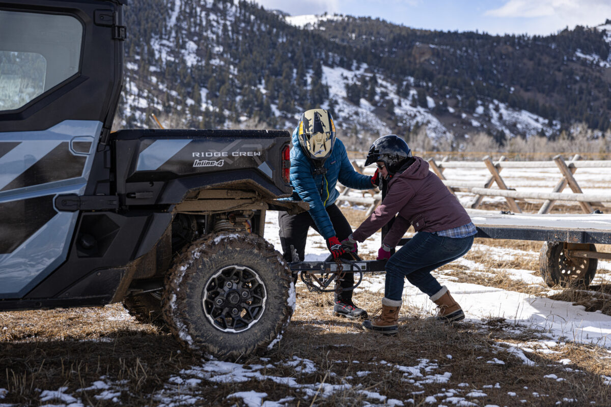 Loading A Trailer Onto The 2025 Kawasaki Ridge Crew