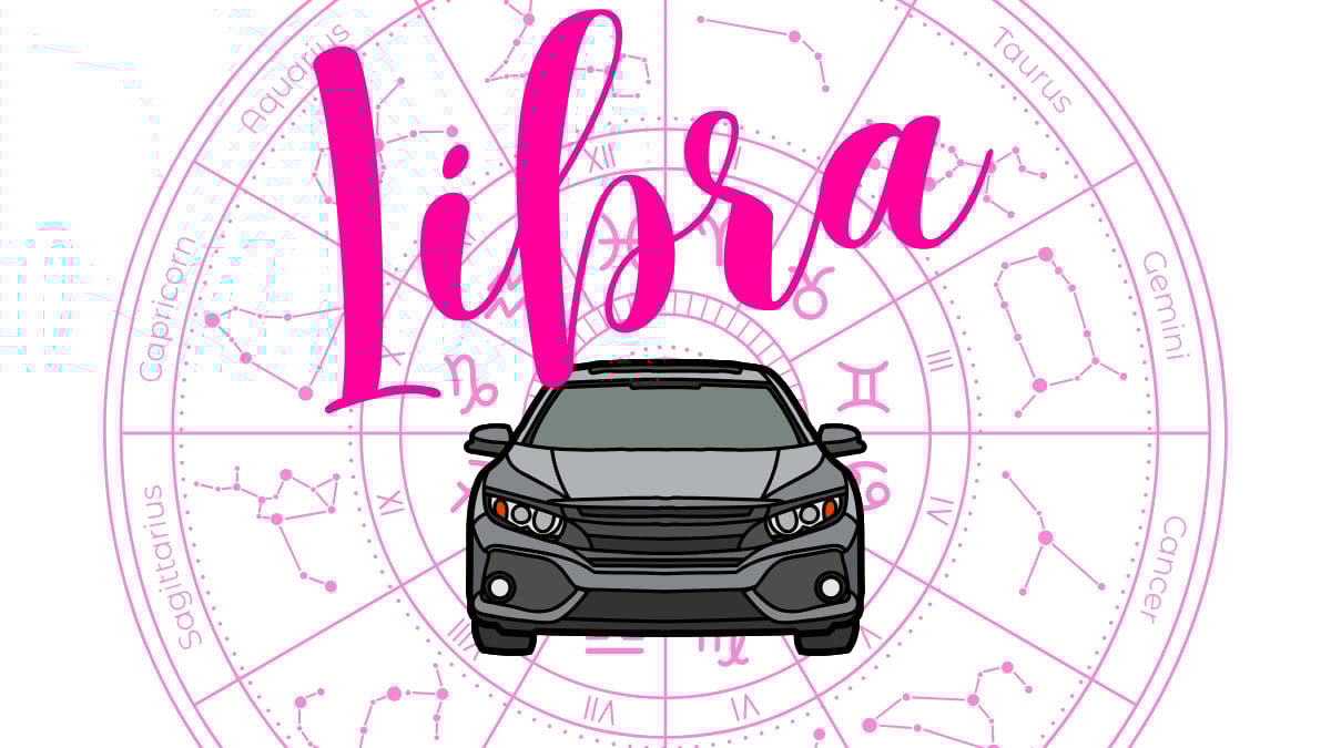 The Word &Quot;Libra&Quot; With A Sedan In Front Astrology Sign