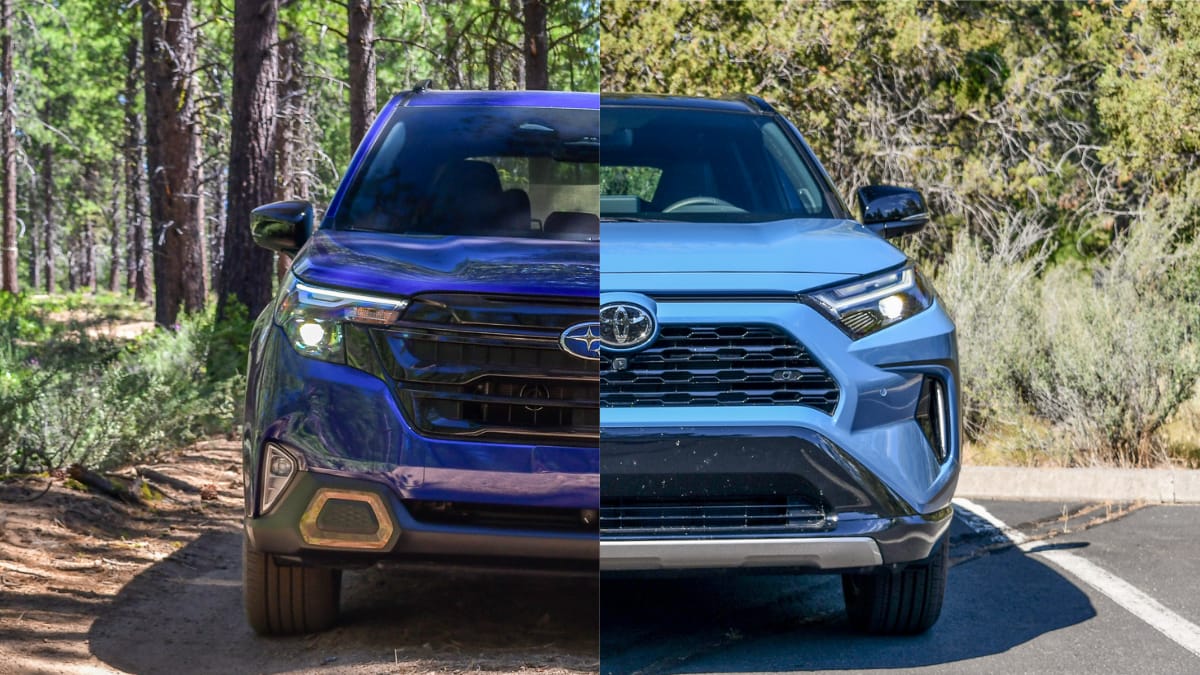 Both the 2025 Toyota RAV4 and Subaru Forester Hybrid Are Winners. But One is a Champ. 10 The front end of the 2025 Toyota RAV4 Hybrid and the 2025 Subaru Forester Hybrid