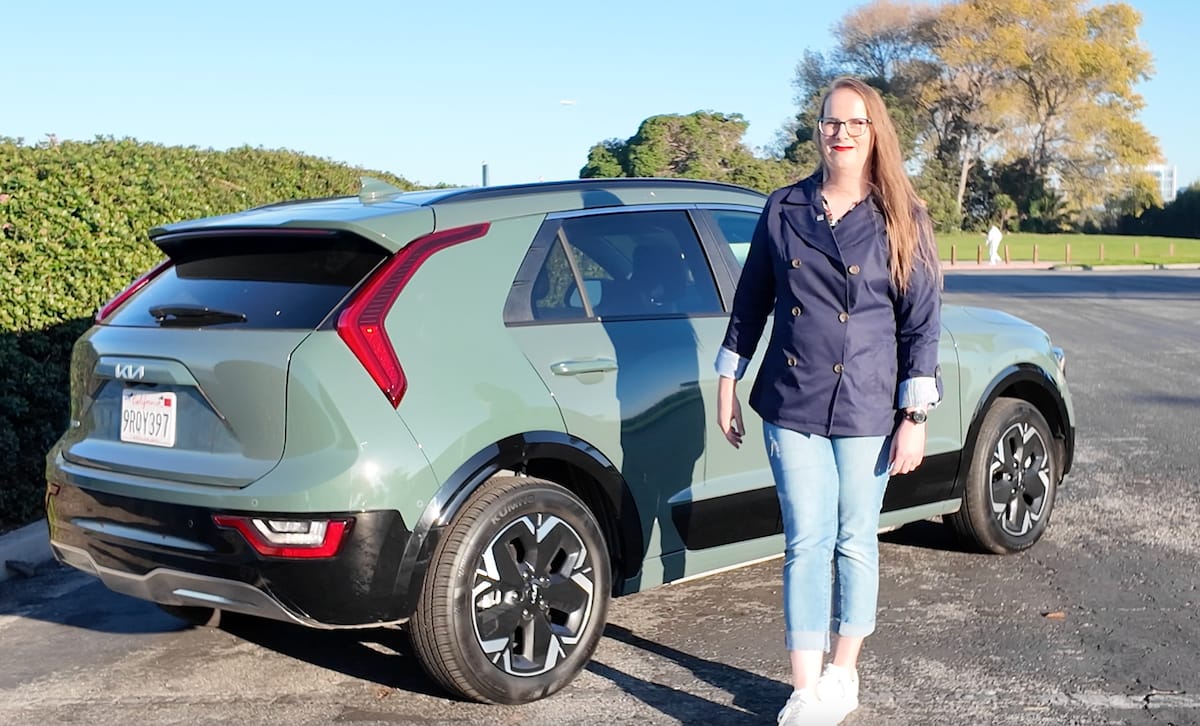 Kristen Brown with the Kia Niro EV, which is among the best lease deals in January 2026