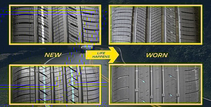 What new tread looks like versus worn tires