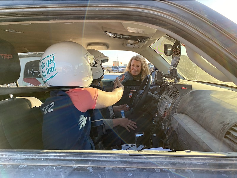 Emily Miller shakes every hand before each start. Photo: Kristin Shaw