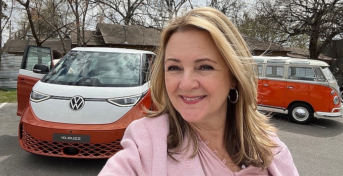 taking a spin in the ID. Buzz, Volkswagen's electric van