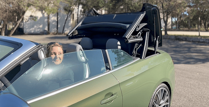The automatic convertible top tucks into the trunk space