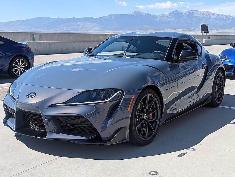 2021 Toyota Supra GR: 2.0 vs 3.0: Living the Kart Racing Life 8 2023 Toyota Supra GR front exterior. Photo: Annika Carter