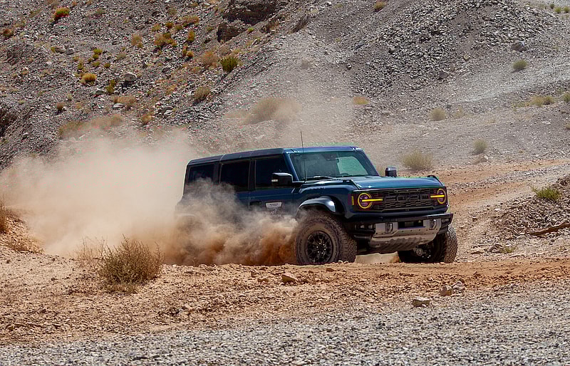 The 2022 Ford Bronco Raptor Makes a Newbie Wheel Like a Pro 8 The Ford Bronco Raptor and I kicking up some dust. Photo: Ford
