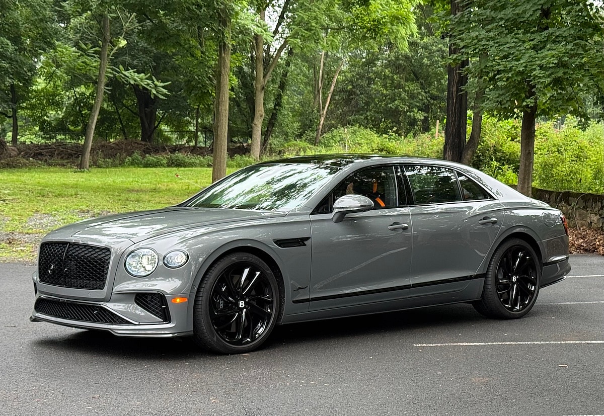 The gray Bentley Flying Spur with black accents looked and felt badass