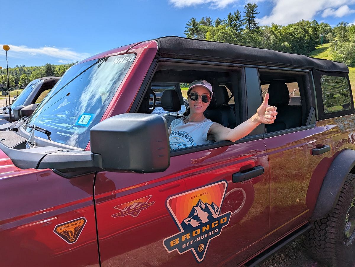 Shannon behind the wheel of a 2025 Ford Bronco Badlands at the Ford Bronco Off-Roadeo