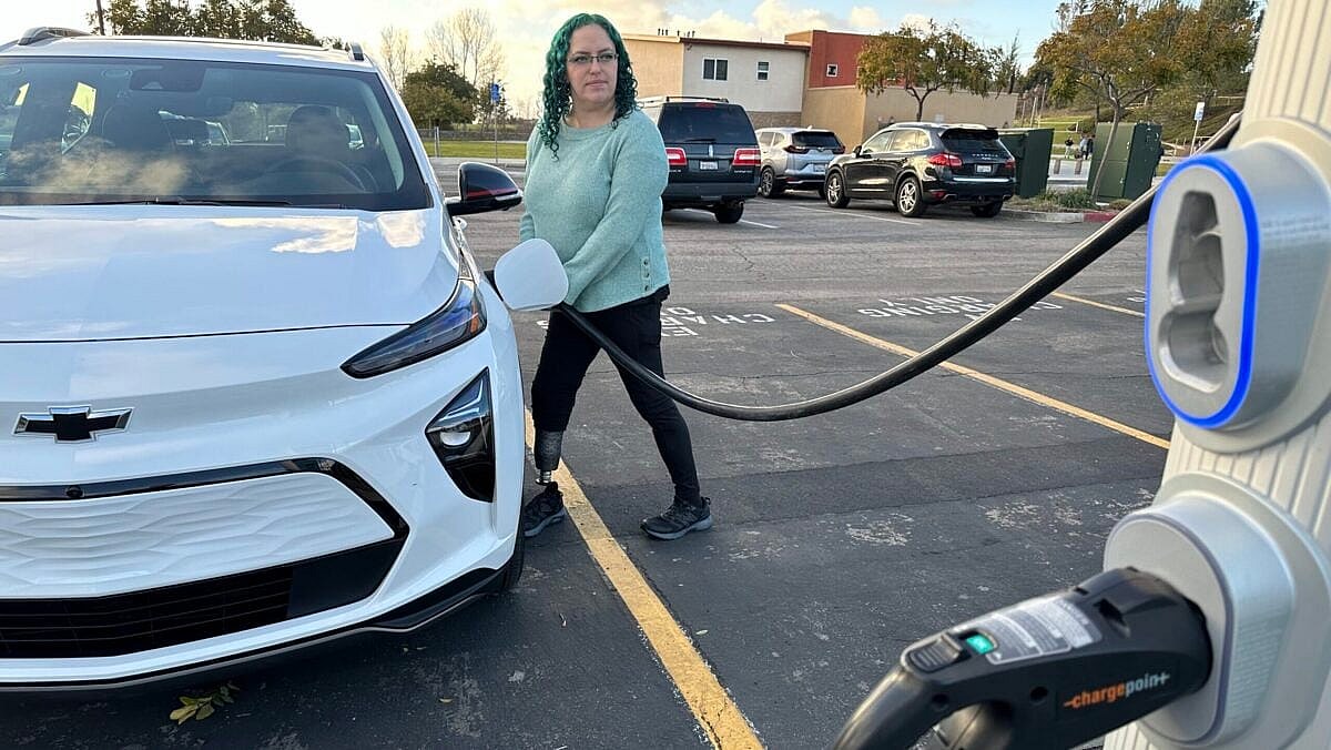 Charging a Chevy Bolt EV at a pubic charger