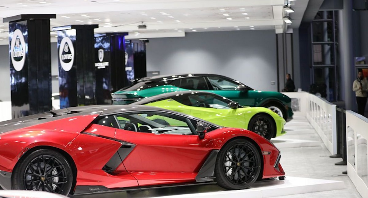 The Manhattan Motor Cars exhibit at the New York Auto Show
