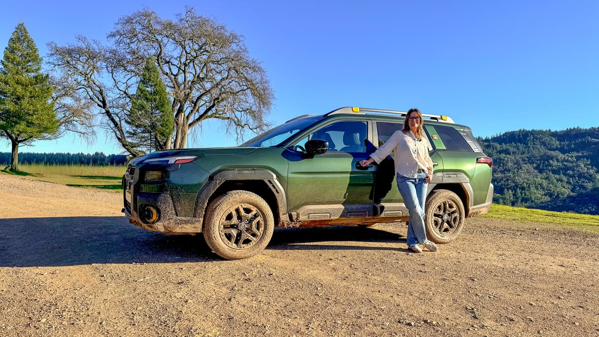 Sara Lacey Standing With The 2026 Subaru Outback Wilderness A Girls Guide To Cars
