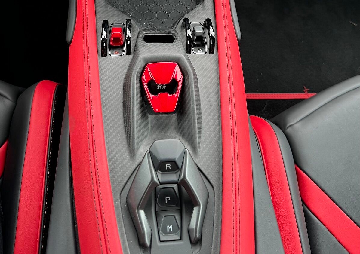 Lamborghini Revuelto First Drive: What It's Like to Drive This Supercar 3 The Gear Selector Panel And Multimedia Screen On The Lamborghini Revuelto