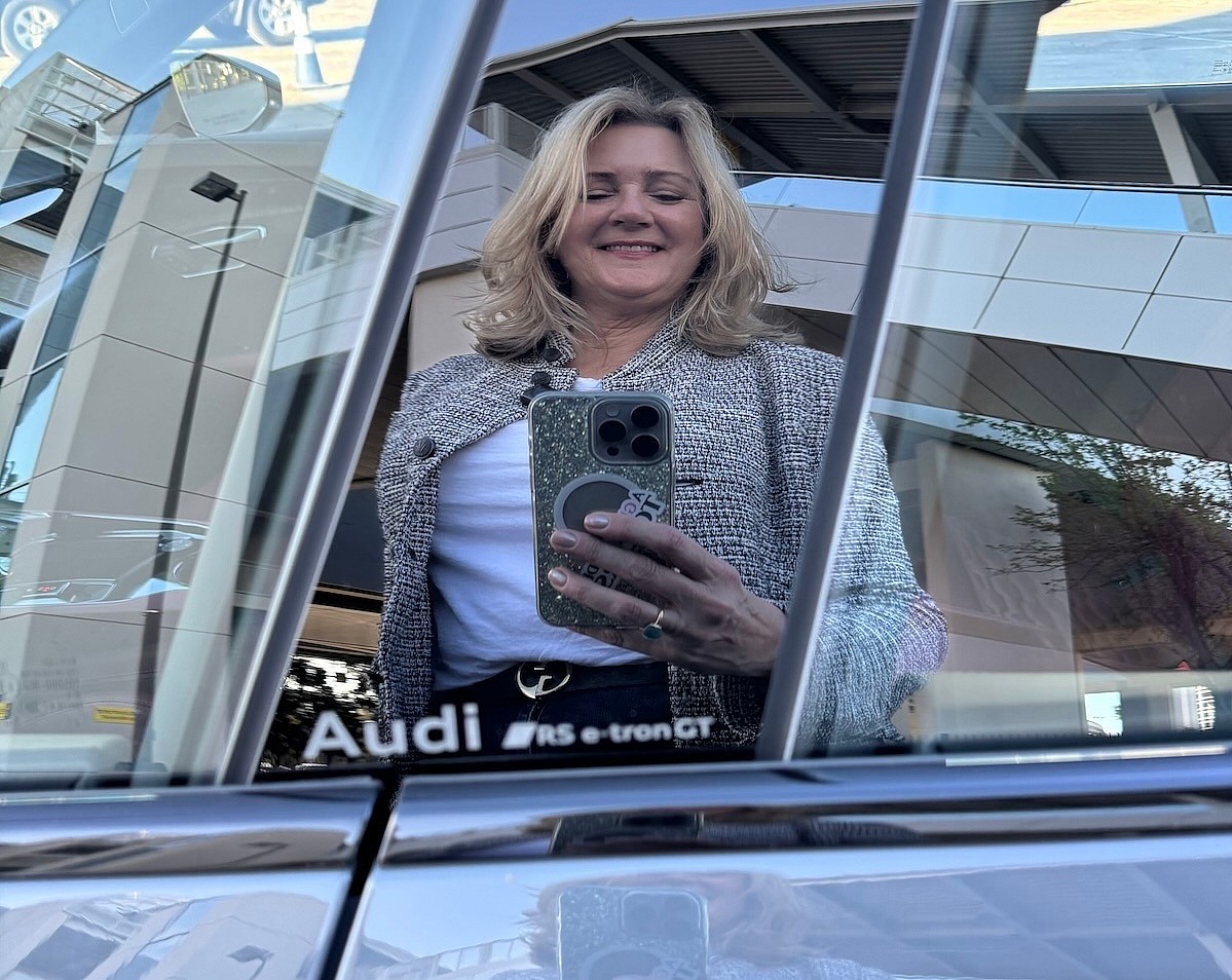 The Audi Name Is Printed On The Door Pillars In The Audi Rs E-Tron Gt Performance