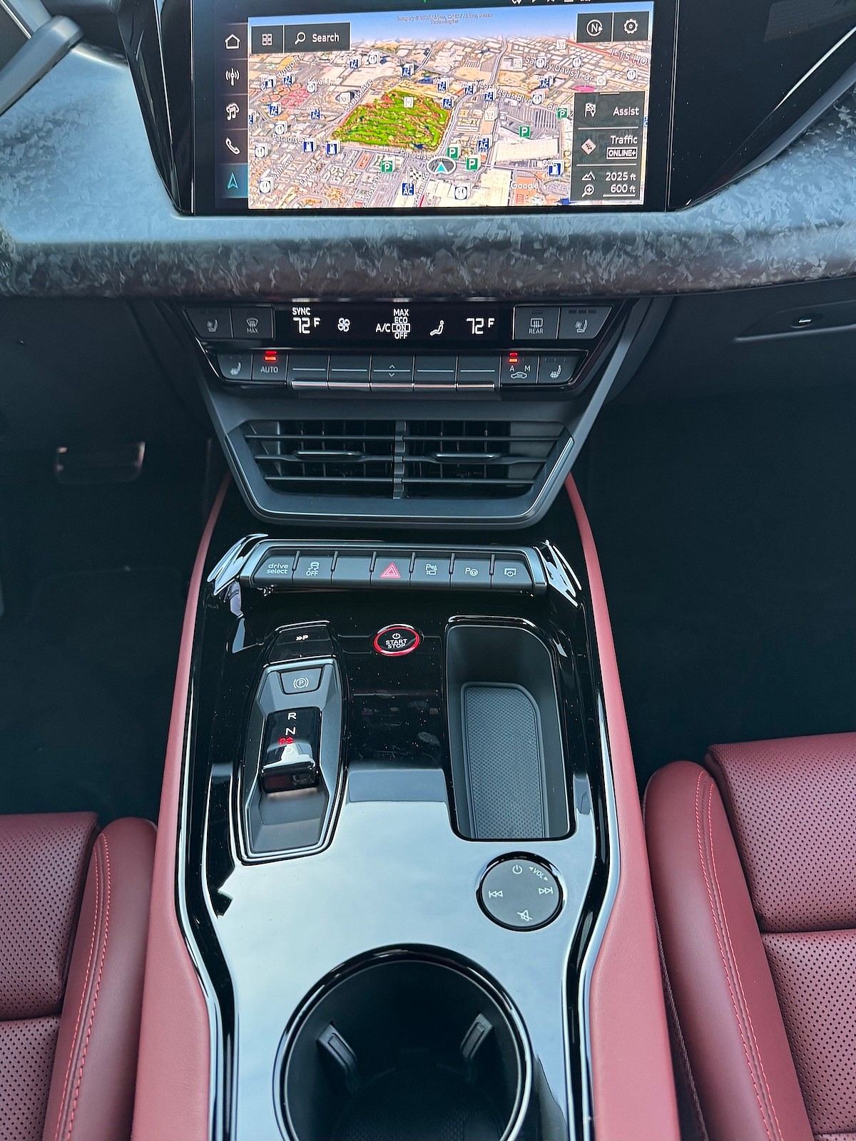The Center Console And Gear Shifter In The Audi Rs E-Tron Gt Performance