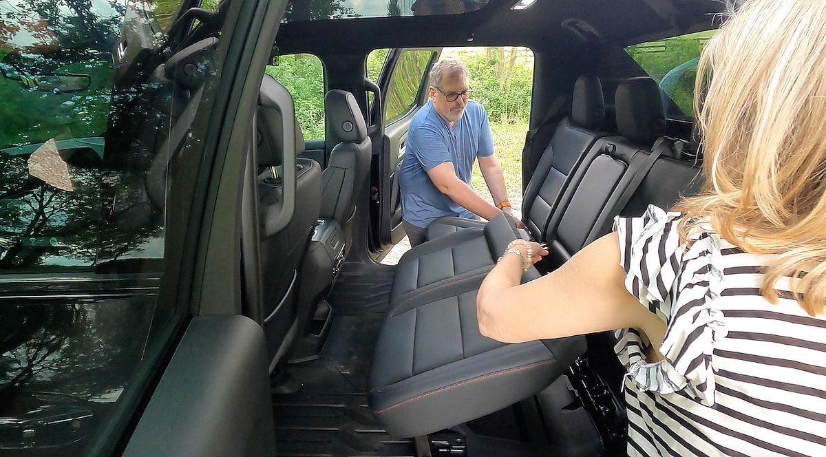 This is the Craziest Pickup Truck Feature - And We LOVE It: Chevrolet Silverado EV Midgate 3 Lift The Lower Seat Chevrolet Silverado Ev Midgate Function