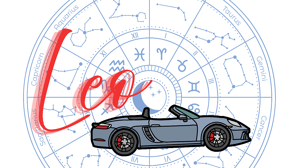 The Word &Quot;Leo&Quot; With A Sports Car Convertible Astrology Sign