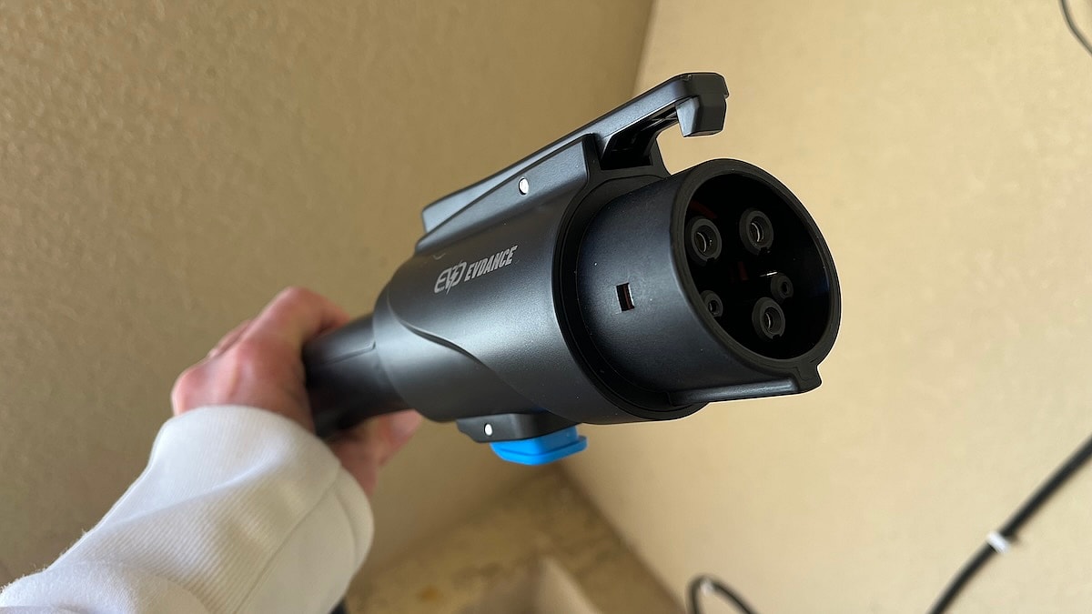 EV Charging Hiccups Remedied by Home Charge Adapters 6 The Two Pieces Put Together. Photo: Sara Lacey