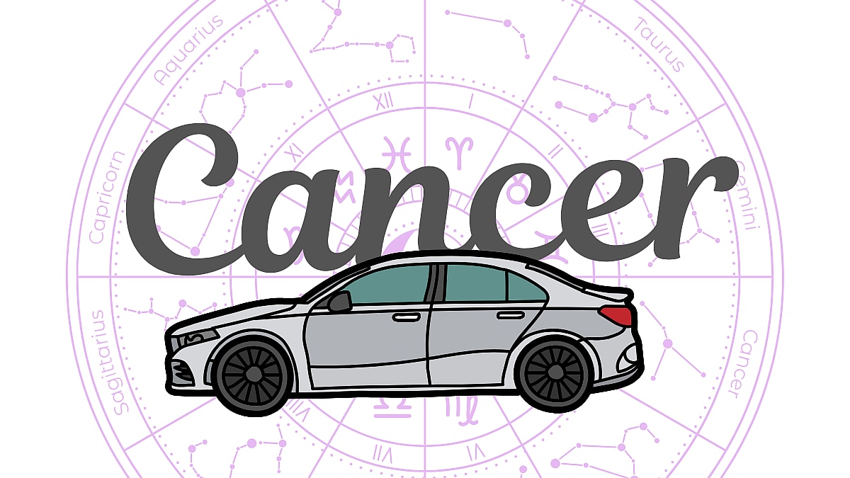The Word &Quot;Cancer&Quot; Depicted With A Luxury Sedan Astrology Sign