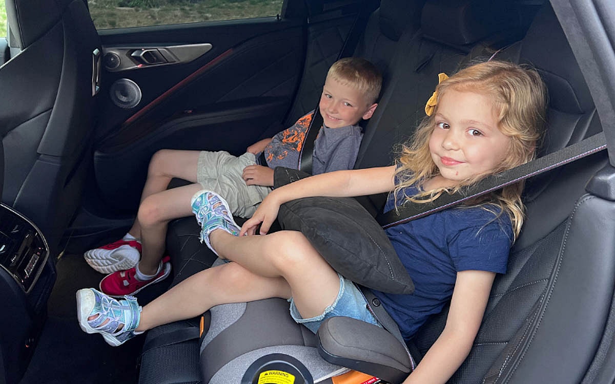 2023 BMW XM: A Swanky Batcave of a Car, er, Plug-in Electric Hybrid SUV 11 Kids Loved The Comfy Second Row (Complete With Pillows) In The Xm. Photo: Allison Bell