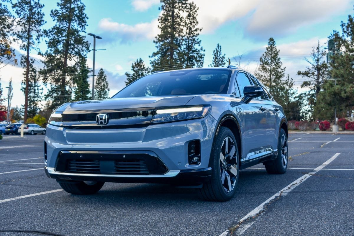 The front end of the 2024 Honda Prologue, parked in a parking lot