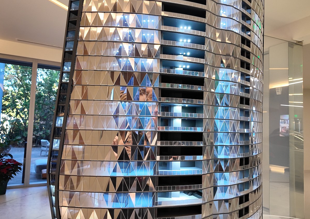 A Scale Model Of The Bentley Residences Tower Shows The Building
