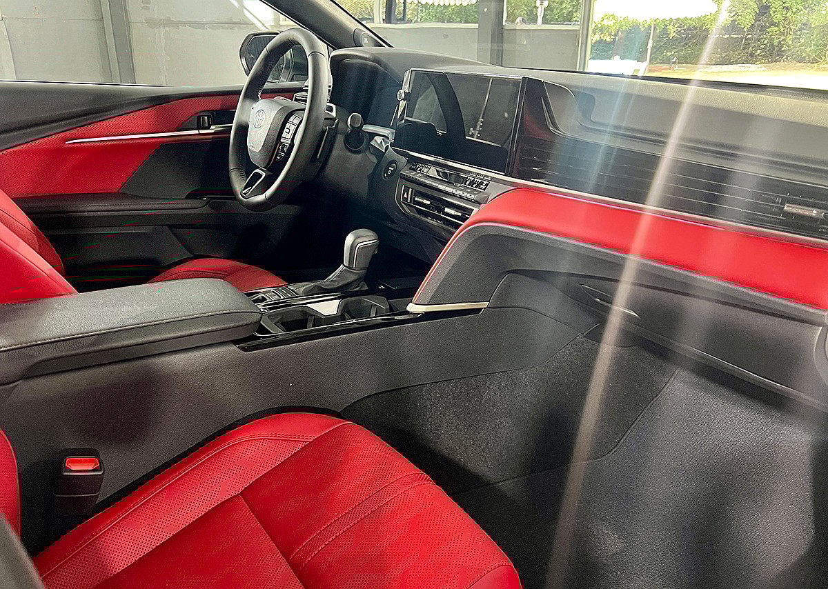 Loving The Cockpit Red Interior In The 2025 Toyota Camry. Photo Connie Peters