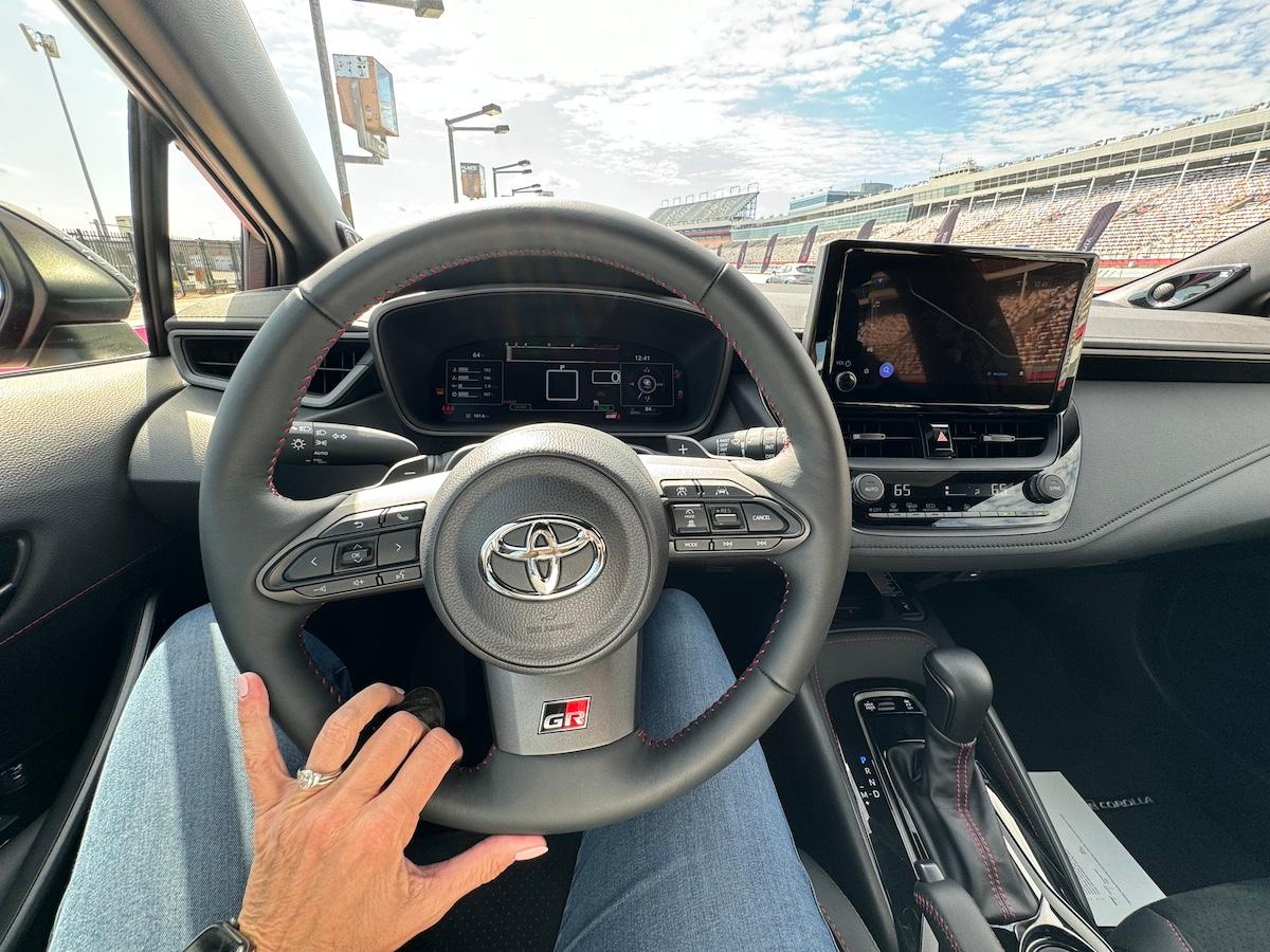 The Gr Badge On The Steering Wheel In The Toyota Gr Corolla Dat