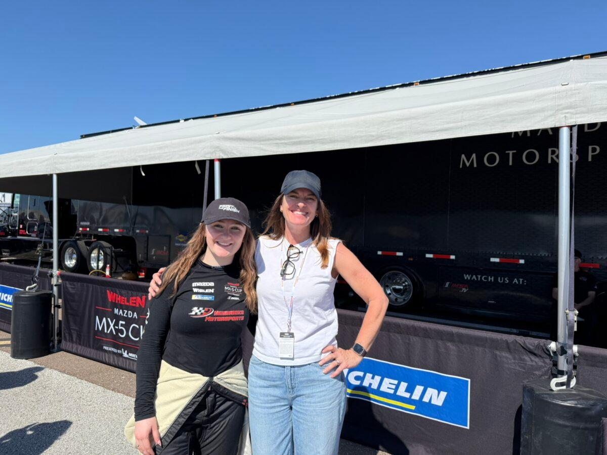 These Women, and the Mazda Miata MX-5, Are Changing the Face of Racing in 'First to the Finish' 5 Sara Lacey Standing With Heather Hadley