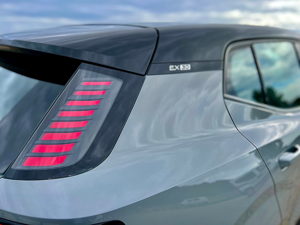 Tail Lights Frame The Rear Window In The Volvo Ex30