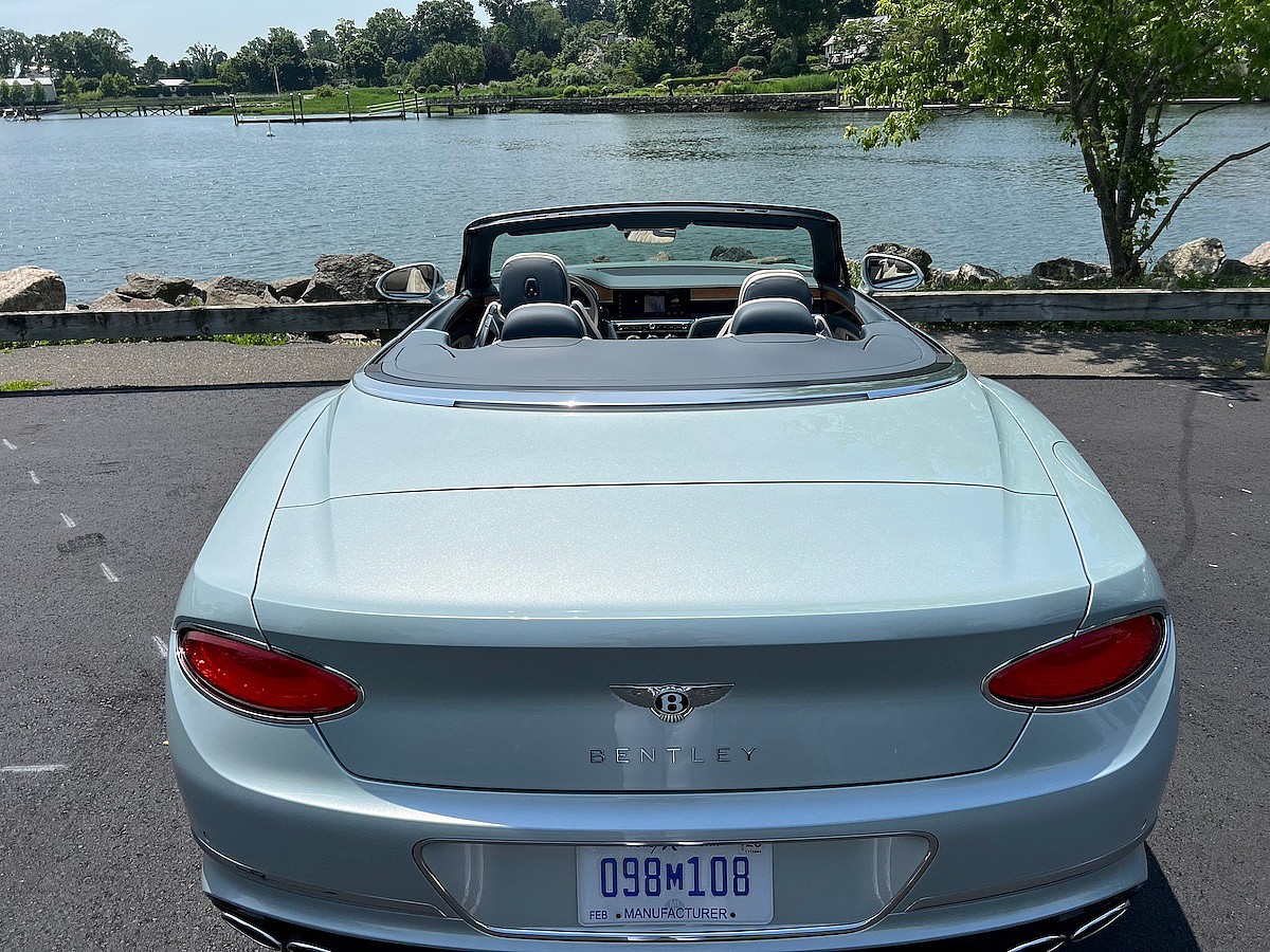 The View From The Rear With The Top Down In The Bentley Continental Gtc