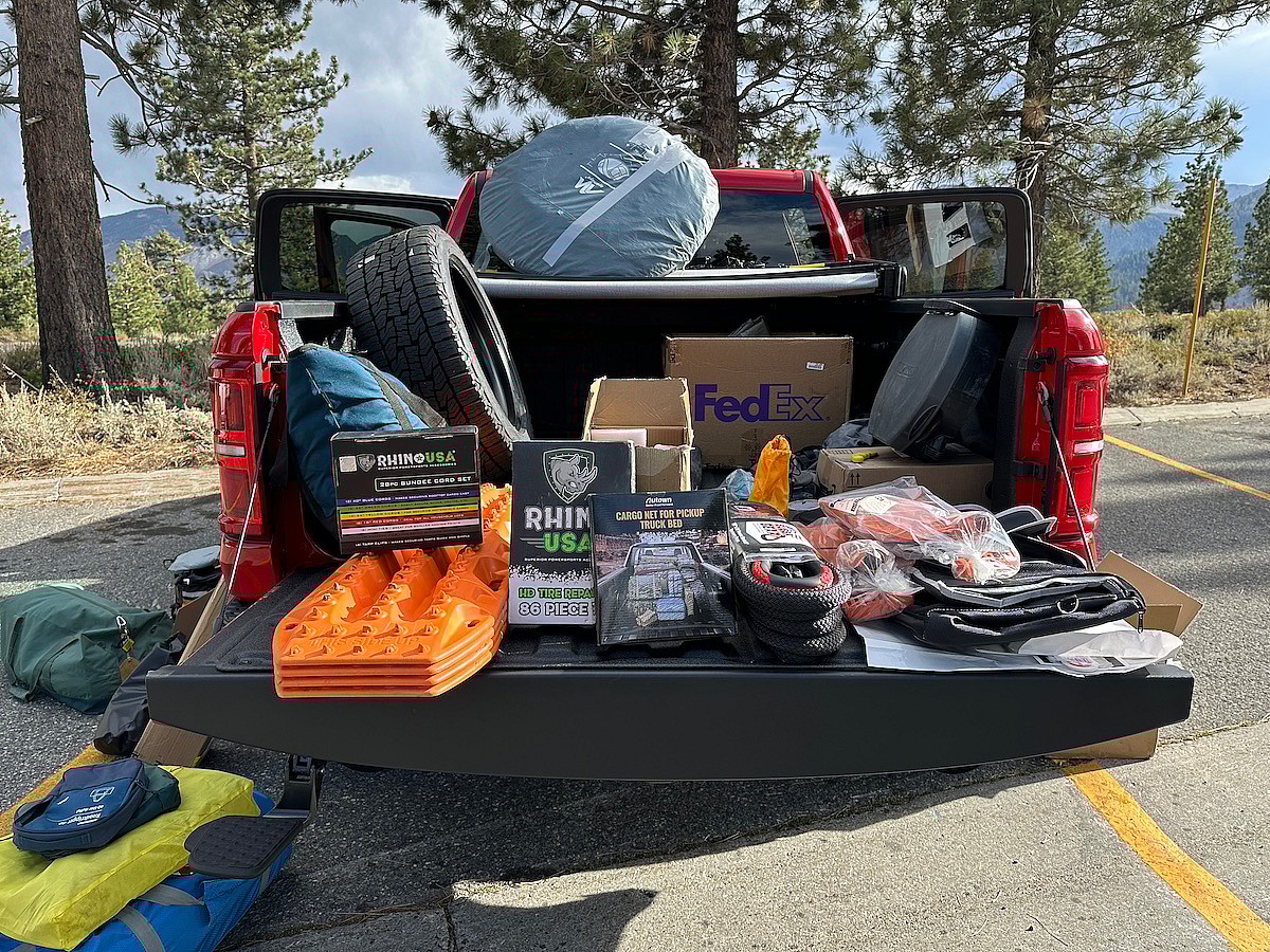 Ram 1500 RHO First Drive: 8 Days, 2,000 Miles, Dirt Trails. How Did this Powerful Pickup Truck Do? 8 Our Full Array Of Gear In The Ram 1500 Rho Bed