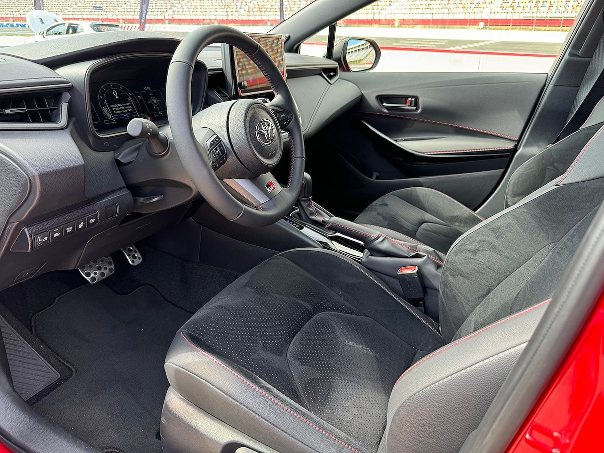 The Seats In The Toyota Gr Corolla Dat Are Covered In Suede To Keep You Planted