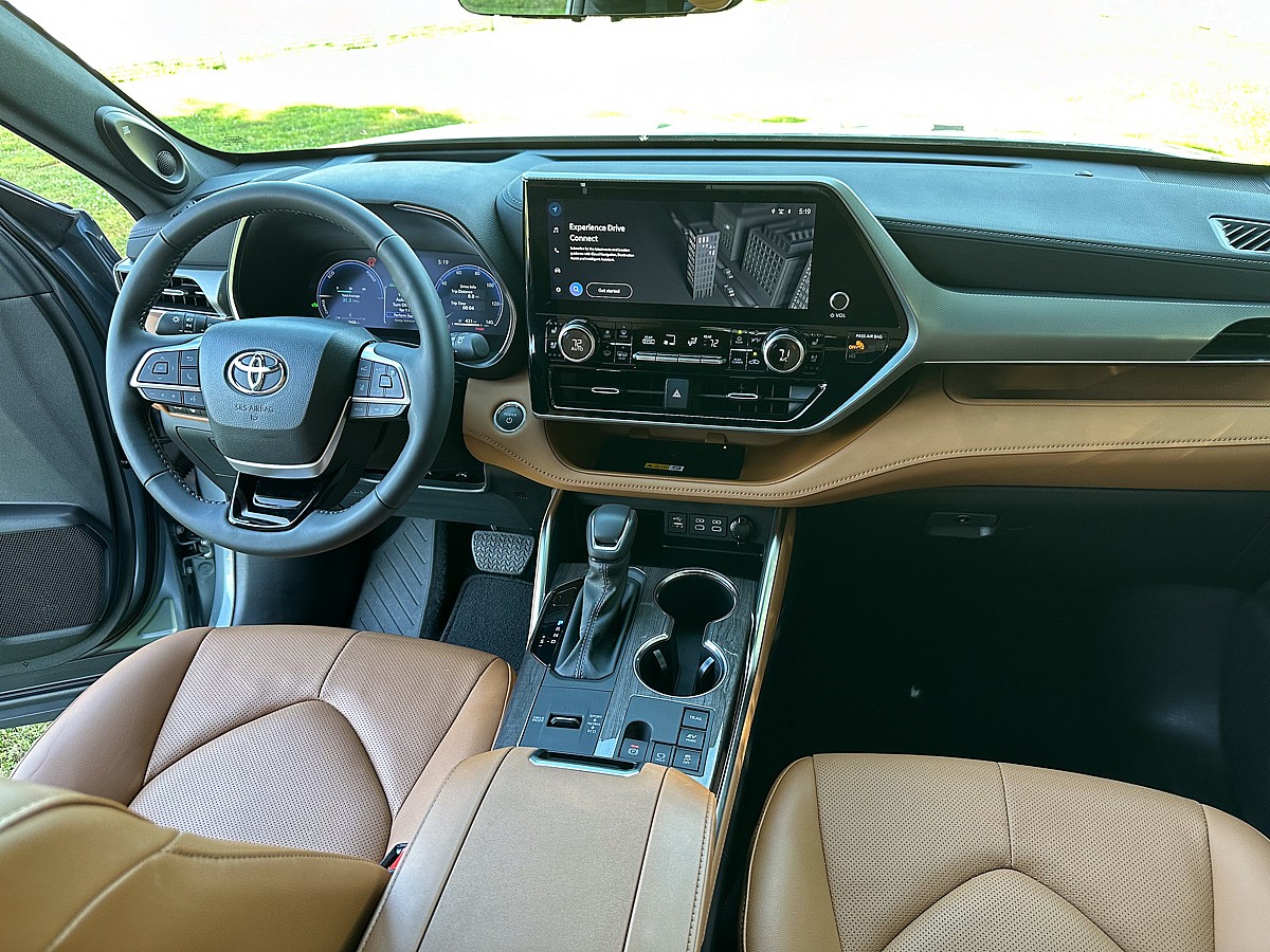 An Interior Shot Of The 2024 Toyota Highlander Hybrid From The Backseat