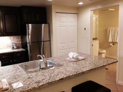 The Kitchen Of A One-Bedroom Condo At Mystic Dunes